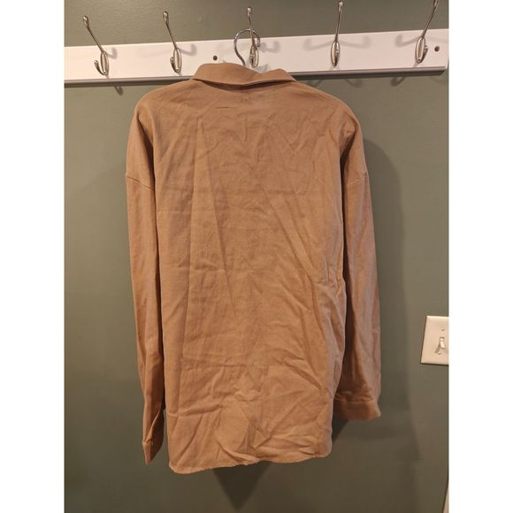 Prettylittlething linen look MOCHA OVERSIZED CUFF SHIRT us 8 - Picture 4 of 4